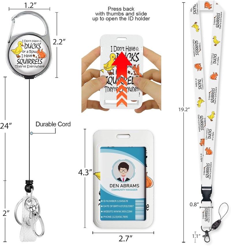 Piefly Lanyards for Id Badges, Cute Ducks Holder with Retractable Reel Clip, Funny Work Card Name Tag Keychain Lanyard Vertical ID Card Protector Cover Case for Women Nurse Doctor Teacher Student - Image 5